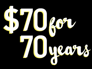 Help Us Celebrate 70 Years with a $70 Donation